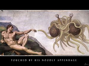 Touched by his noodly appendage.